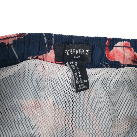 Flamingo Men Medium Swim Trunks Board Shorts Forever 21 Lined Beach Hawaiian - Picture 5 of 8